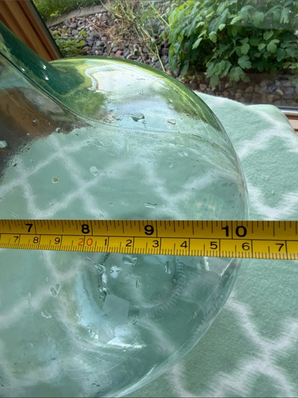 Vintage Large 17” Tall Clear Light Aqua Glass Demijohn Bottle